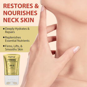 NQINQI chest area demo illustrating décolletage application and smoothing effect