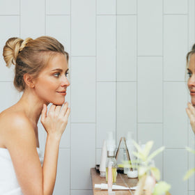 Nu Skin cream in bathroom setting demonstrating daily use