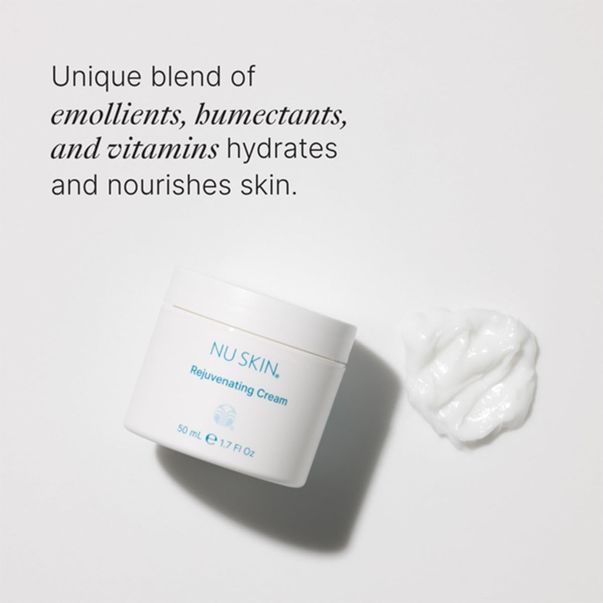 Nu Skin cream texture close-up highlighting smooth hydration
