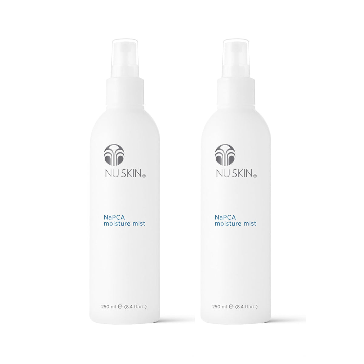 Nu Skin front packaging of NaPCA Moisture Mist showing bottle and label benefit