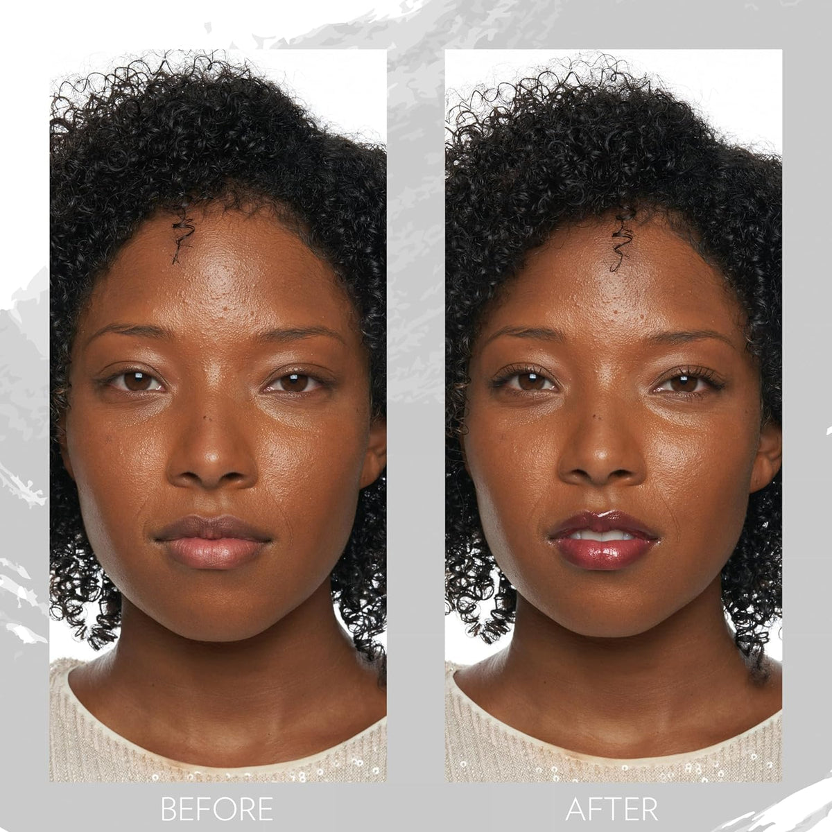 Nu Skin mascara before and after lashes comparison illustrating lift and fuller appearance benefit
