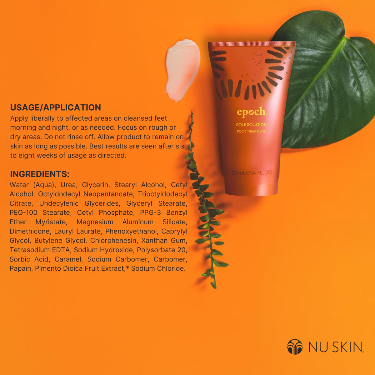 Nu Skin open tube showing creamy texture, highlights rich absorption and hydration benefit