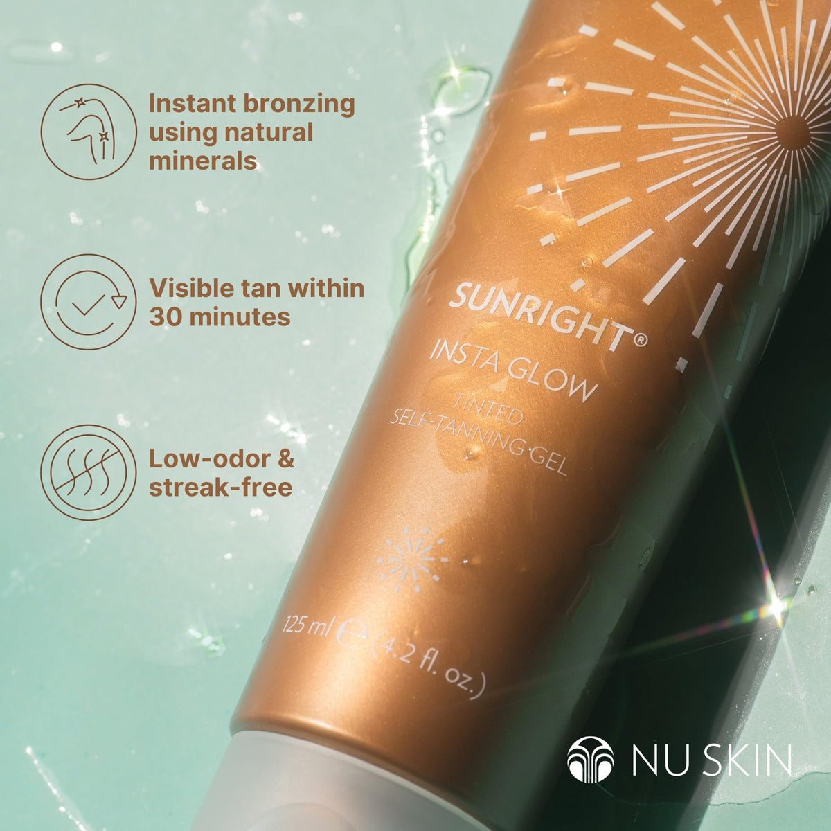 Nu Skin Sunright body before and after comparison showing even bronzing