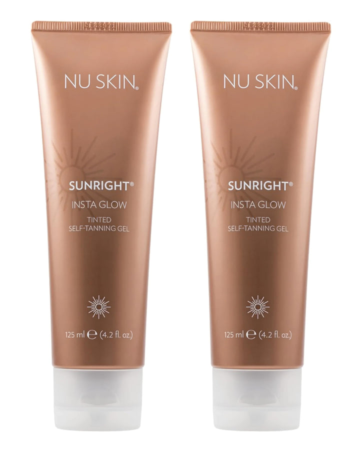 Nu Skin Sunright front packaging shows product and benefits for quick tanning