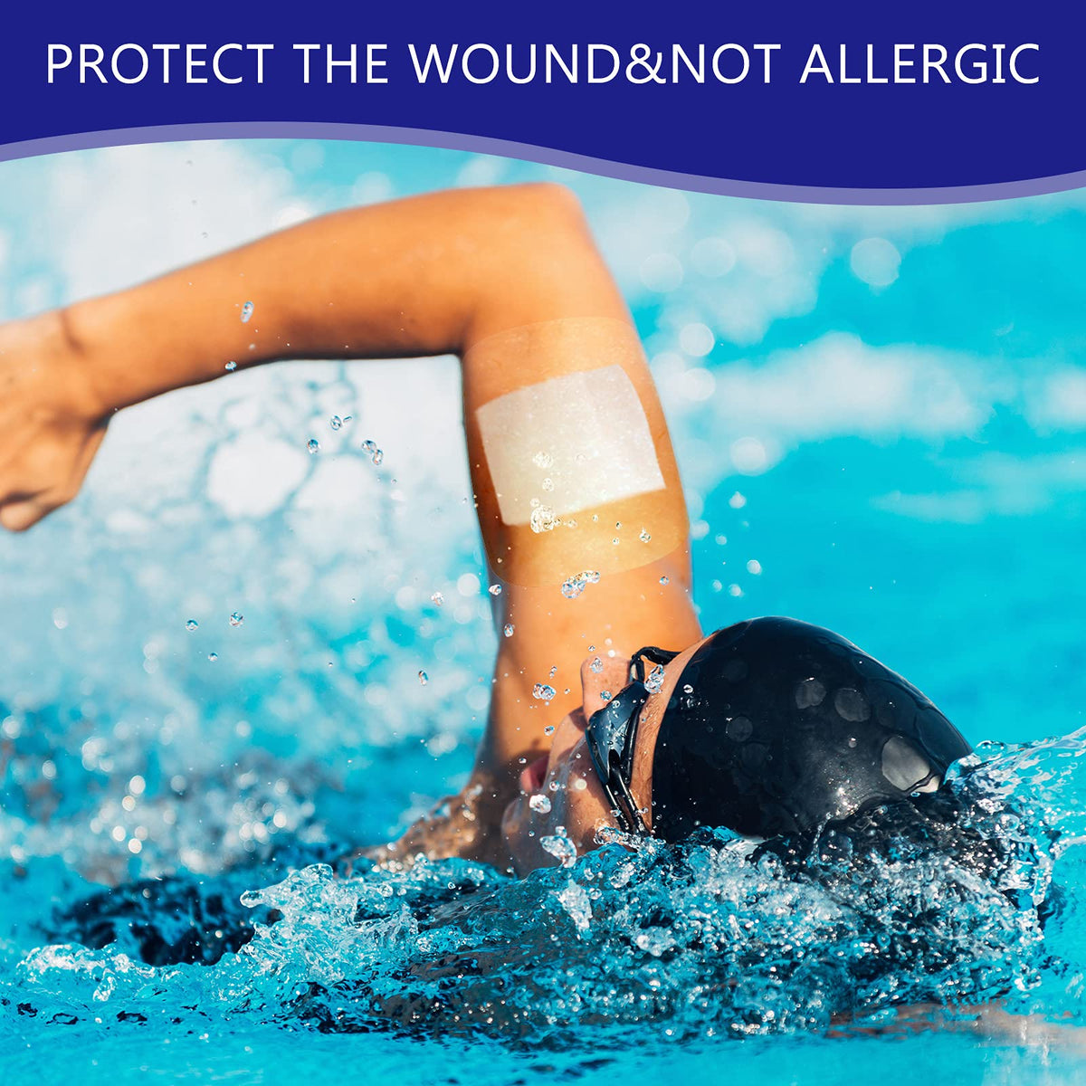 Nuanchu lifestyle shot in bathroom showing safe showering with bandage