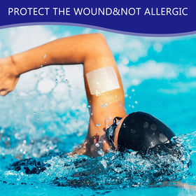 Nuanchu lifestyle shot in bathroom showing safe showering with bandage