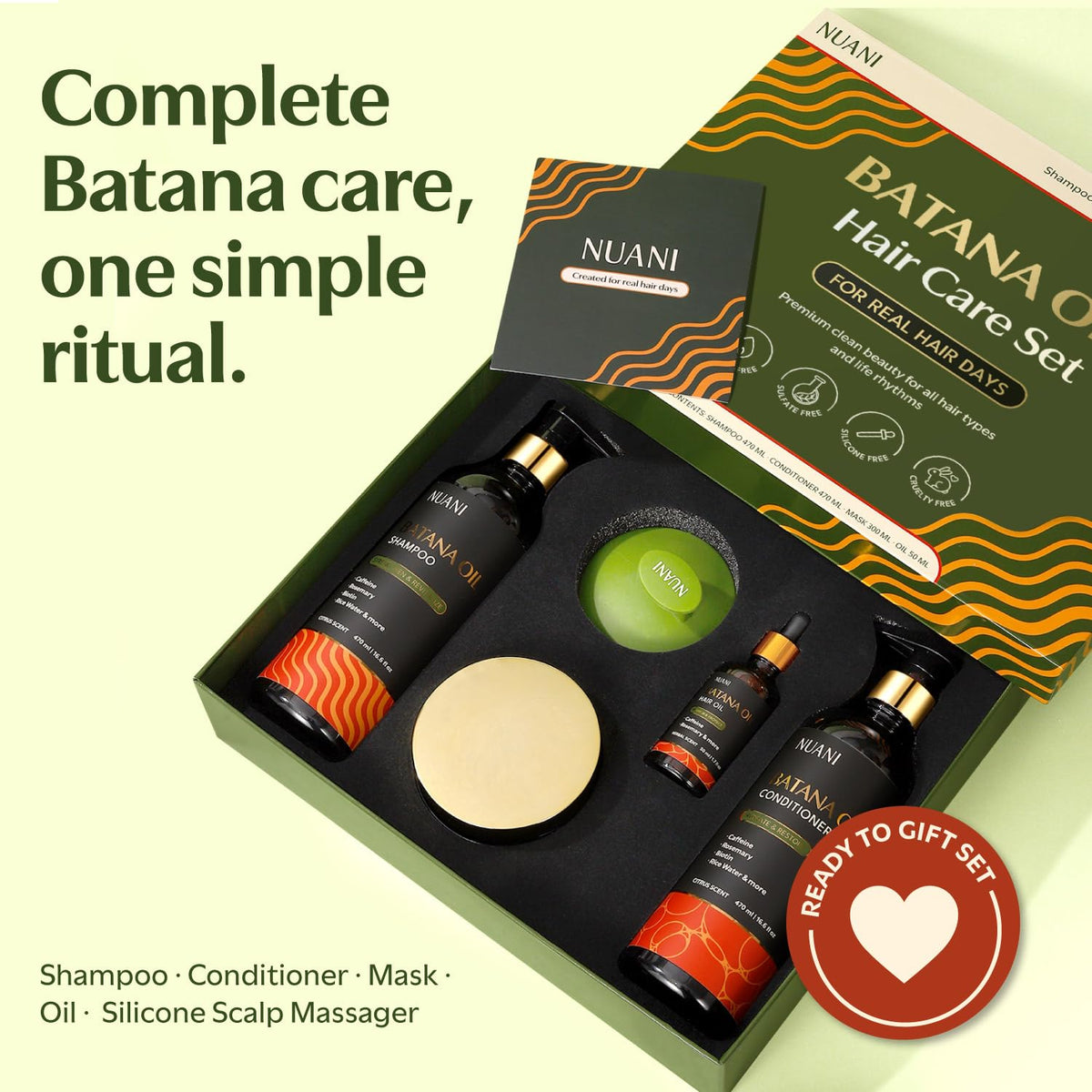 Nuani batana shampoo and conditioner with pumps for easy, controlled dispensing