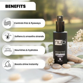 Close-up label of Nubi Marula serum showing aloe and vitamin E ingredients