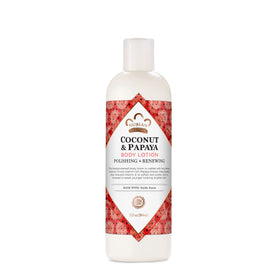 Nubian Heritage front packaging showing coconut and papaya scent and 13 oz size benefit