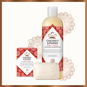Nubian Heritage product arranged in bathroom setting highlighting gift-ready packaging