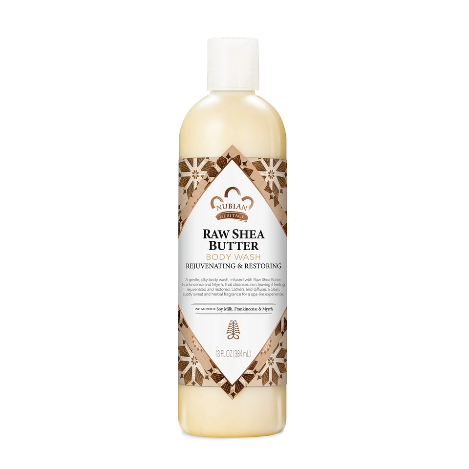 Nubian Heritage front bottle showing label and 13 oz size for clear identification and benefit