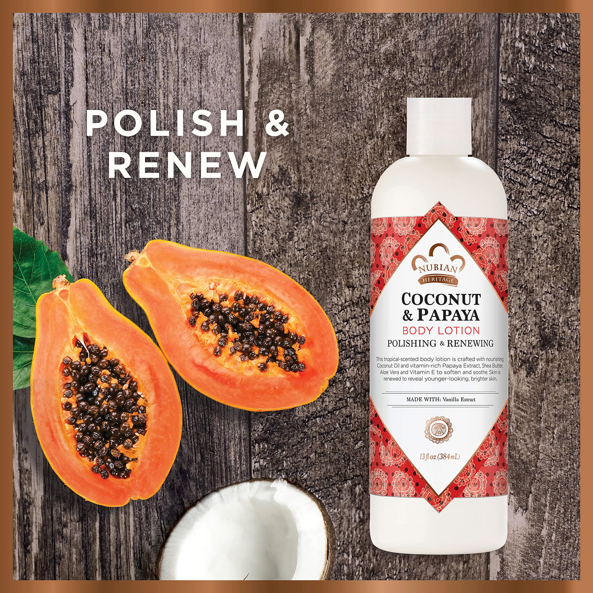 Nubian Heritage lotion texture close-up showing creamy formula for quick absorption benefit