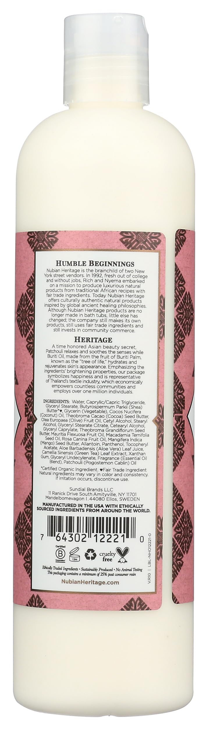 Nubian Heritage lotion texture close-up highlighting creamy shea butter feel