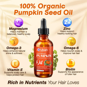 Nubian Nutrified pumpkin seeds and oil display showing natural sourcing benefit