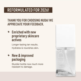 Nuda CloudMist close-up spray mist texture demonstrating fine, even coverage and quick absorption benefit