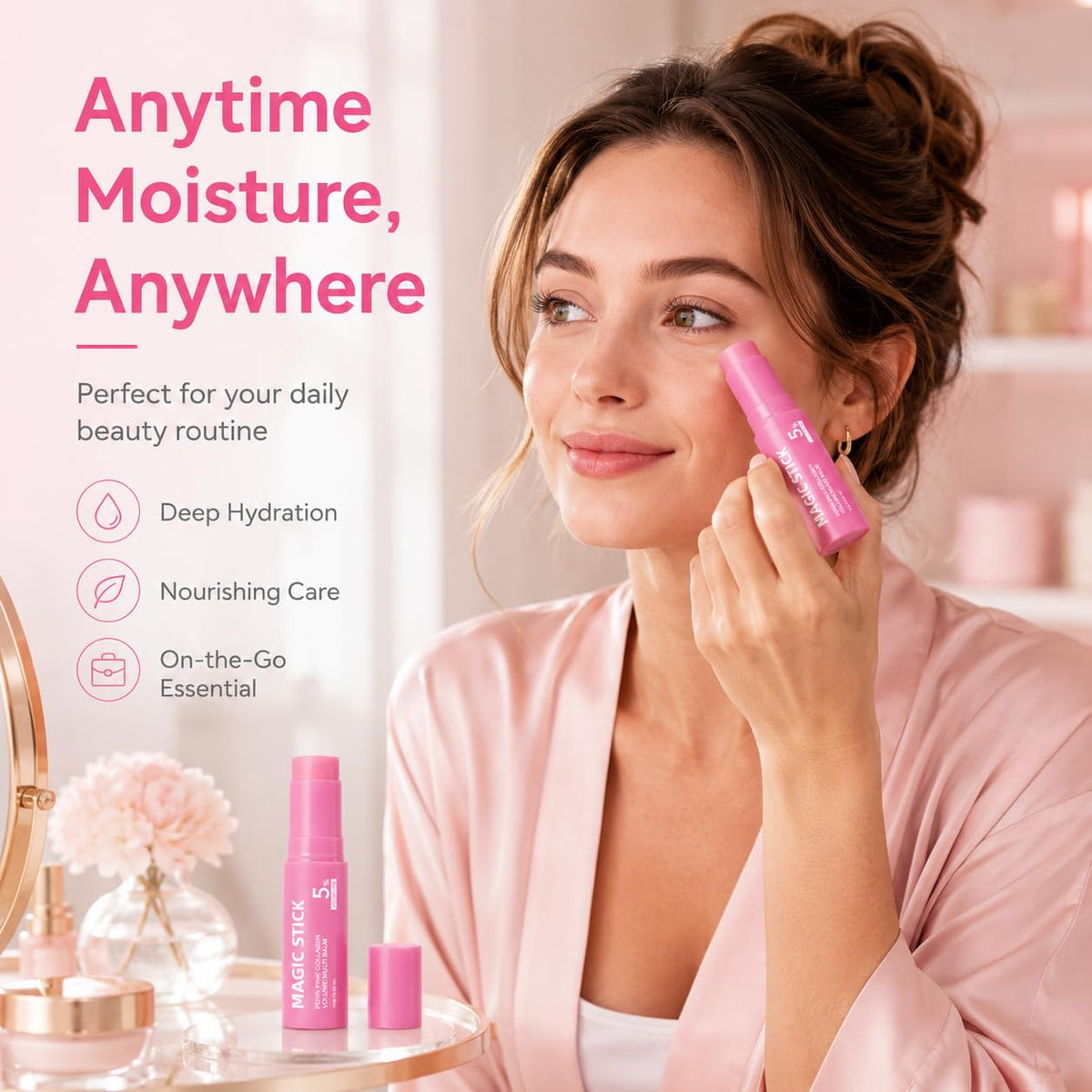 NUDENTA balm with ingredient visual highlighting PDRN Volufiline and NAD+ benefits