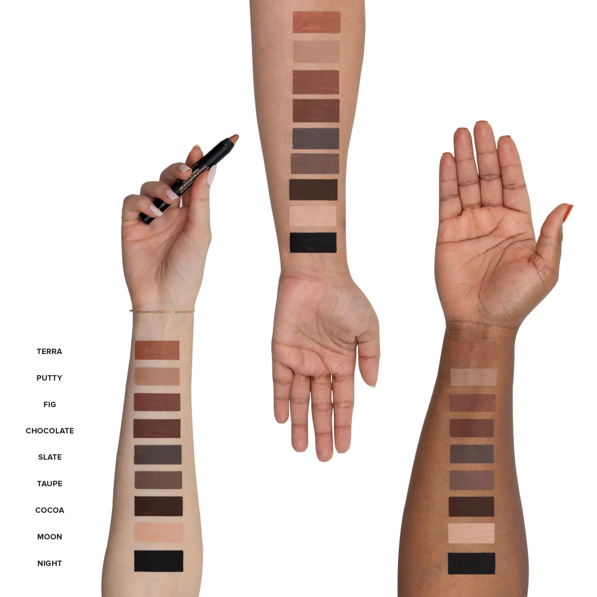 Nudestix application demo on eyelid showing quick blending benefit