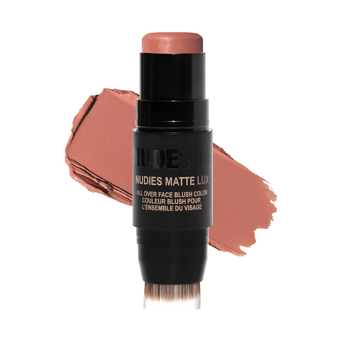 Nudestix Nudies Matte Lux front packaging showing nude buff benefit