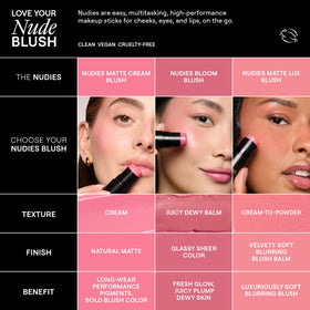Nudestix Nudies Matte Lux applied on cheeks for a blurred soft-focus look