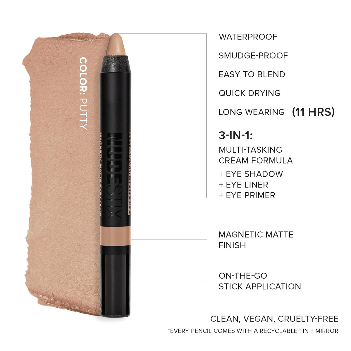 Nudestix sharpened pencil tip ready for precise lining benefit