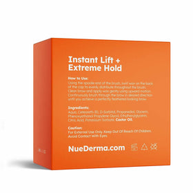 NueDerma clear gel applied over brow makeup as a topcoat for waterproofing