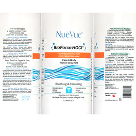 NueVue bottle on bathroom shelf in lifestyle scene, integrates into routine