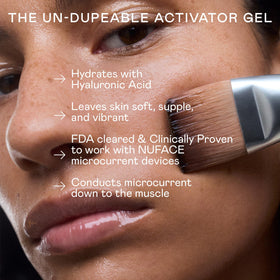 NuFACE gel texture close-up highlighting silky slip and hydration benefit