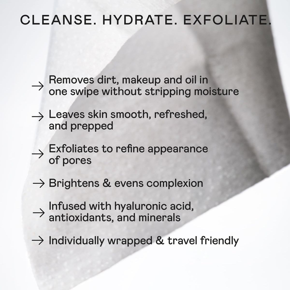 NuFACE individually wrapped towelette packet highlighting hygiene benefit