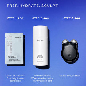 NuFACE wipe removing makeup on model, quick cleansing benefit
