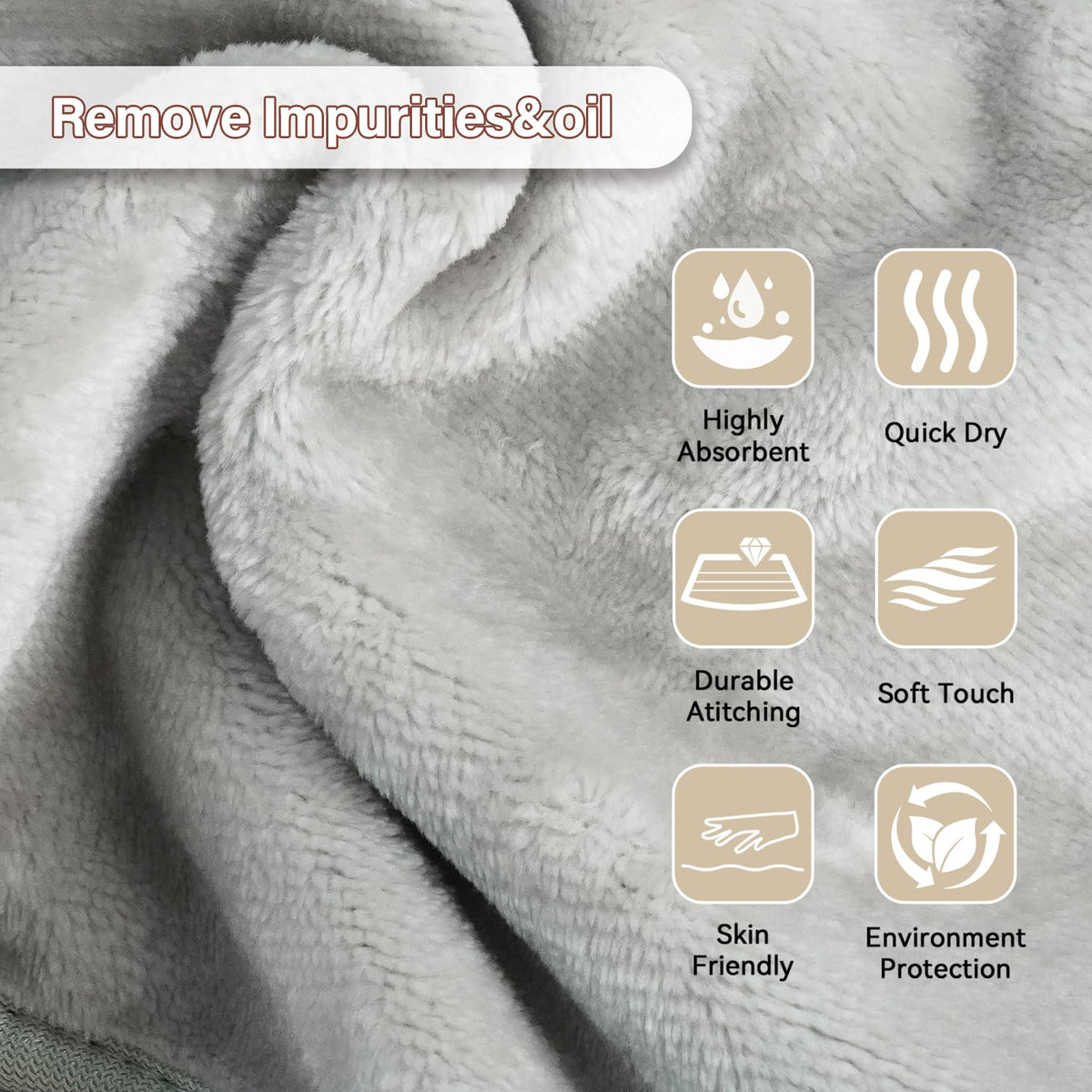 NUGILLA towel beside ruler showing 7x13 inch size for full-face coverage