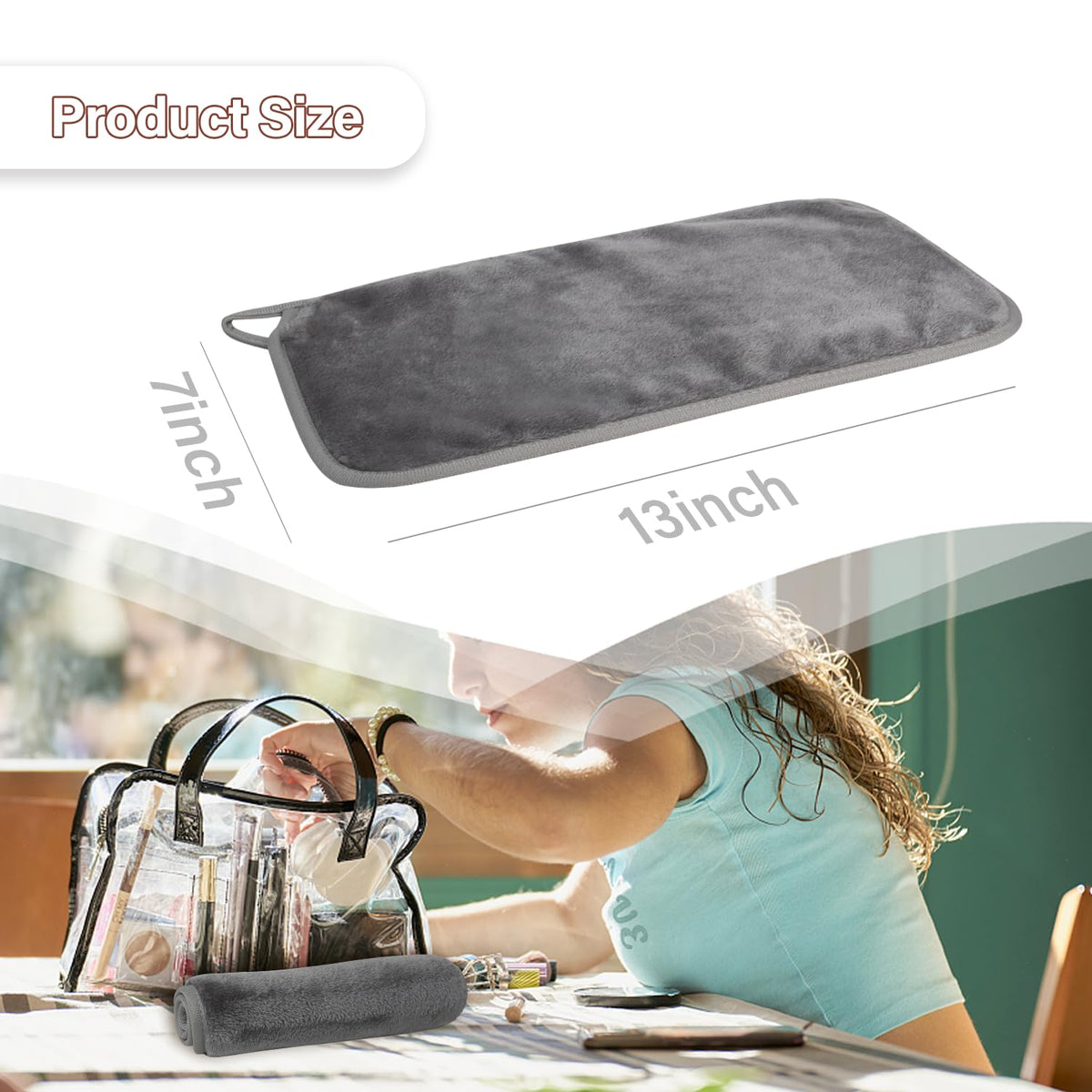 NUGILLA cloth held in hand to show 7x13 inch size and compact convenience