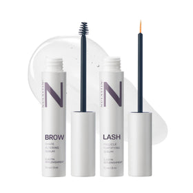 NULASTIN front packaging showing both lash and brow serums, promotes confidence