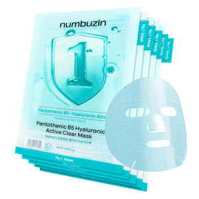 numbuzin front box packaging showing five calming sheet masks for acne-prone skin