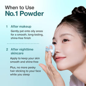 side-by-side on-skin before and after using numbuzin No.1, visible shine reduction