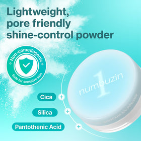 close-up texture shot of numbuzin No.1 powder highlighting fine silica particles for blur