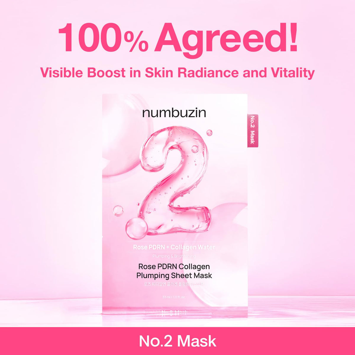 numbuzin mask applied on model delivering visible hydration