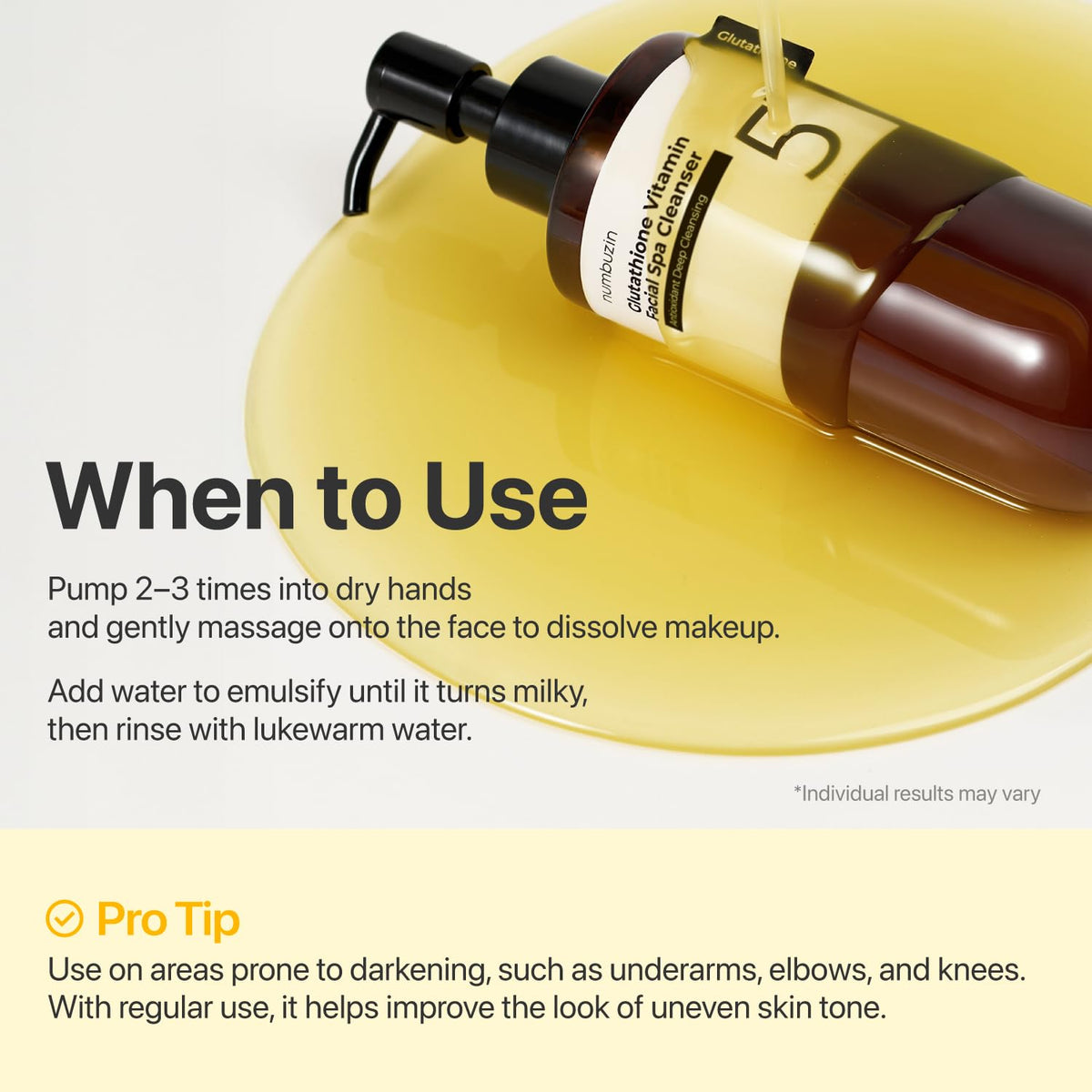 numbuzin No.5 applied to elbow and underarm, helps visibly improve uneven tone