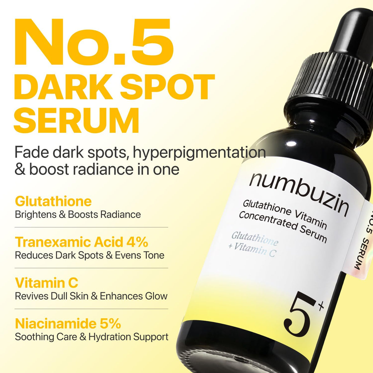 numbuzin No.5 pipette dispensing a drop highlighting targeted application benefit