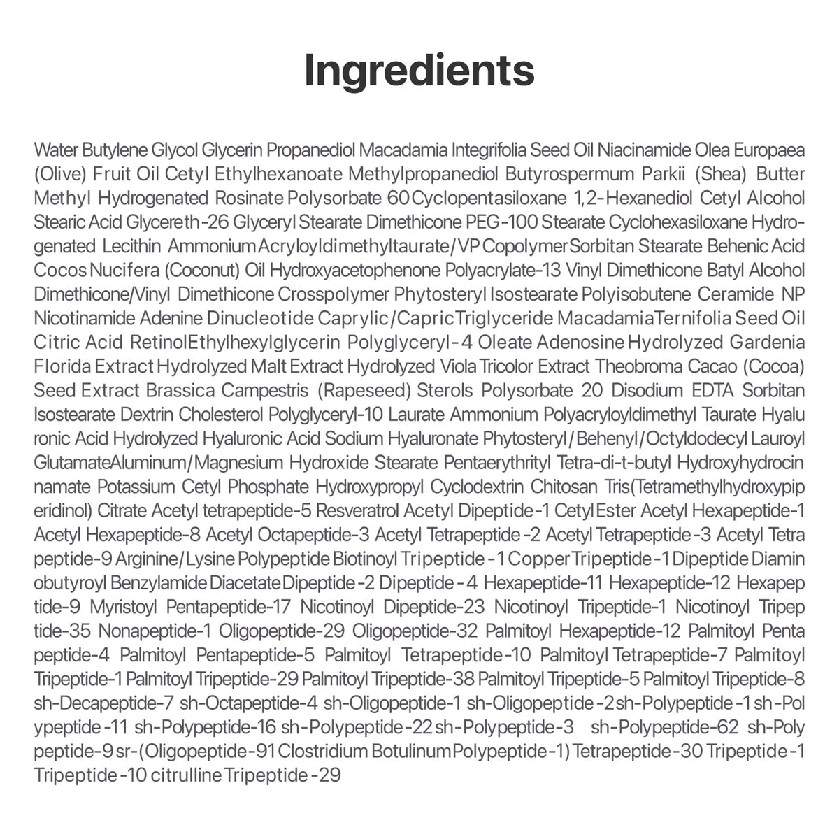 numbuzin No.9 ceramide and peptide ingredient visual emphasizing firmness support