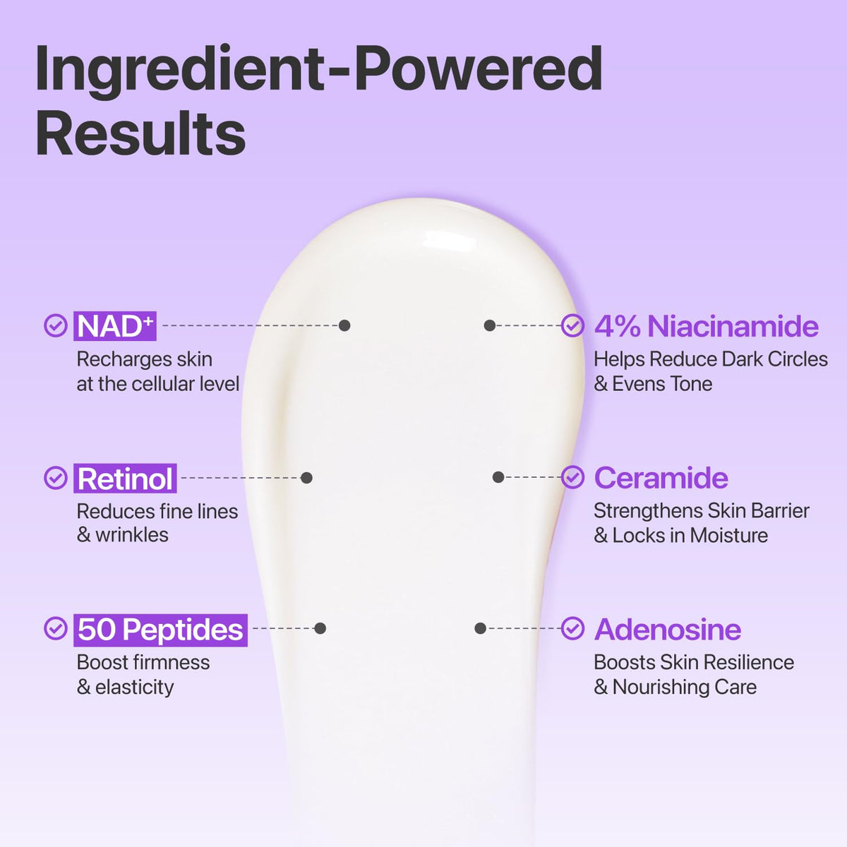 numbuzin No.9 ingredient label close-up listing peptides, niacinamide and ceramides