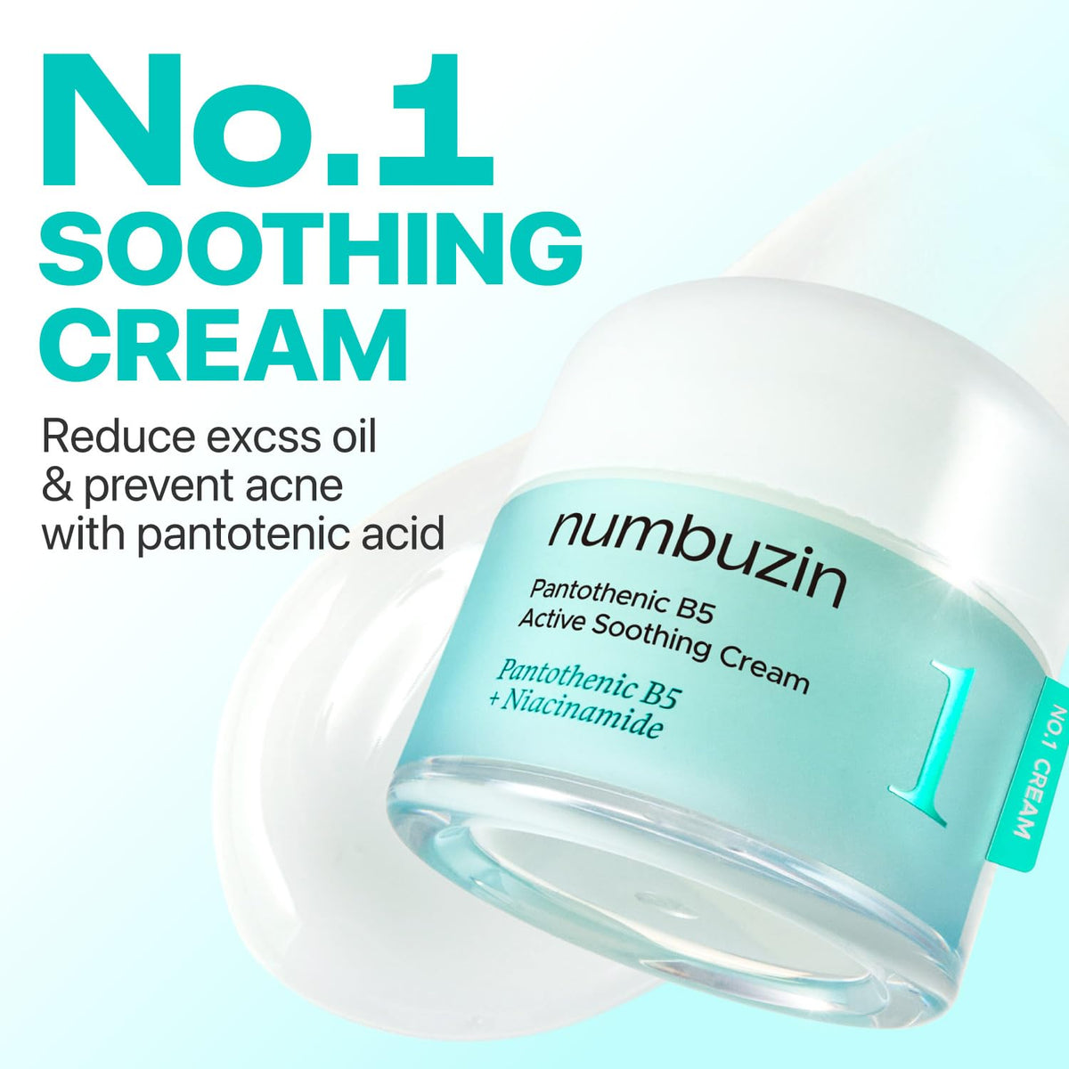 numbuzin open jar close-up of smooth cream texture for lightweight soothing