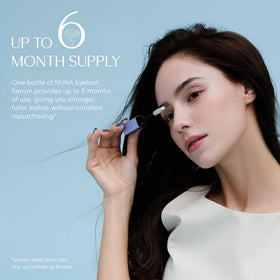 NUNA applied along upper lash line illustrating targeted nightly use benefit