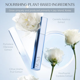 NUNA serum texture on fingertip demonstrating lightweight absorption benefit