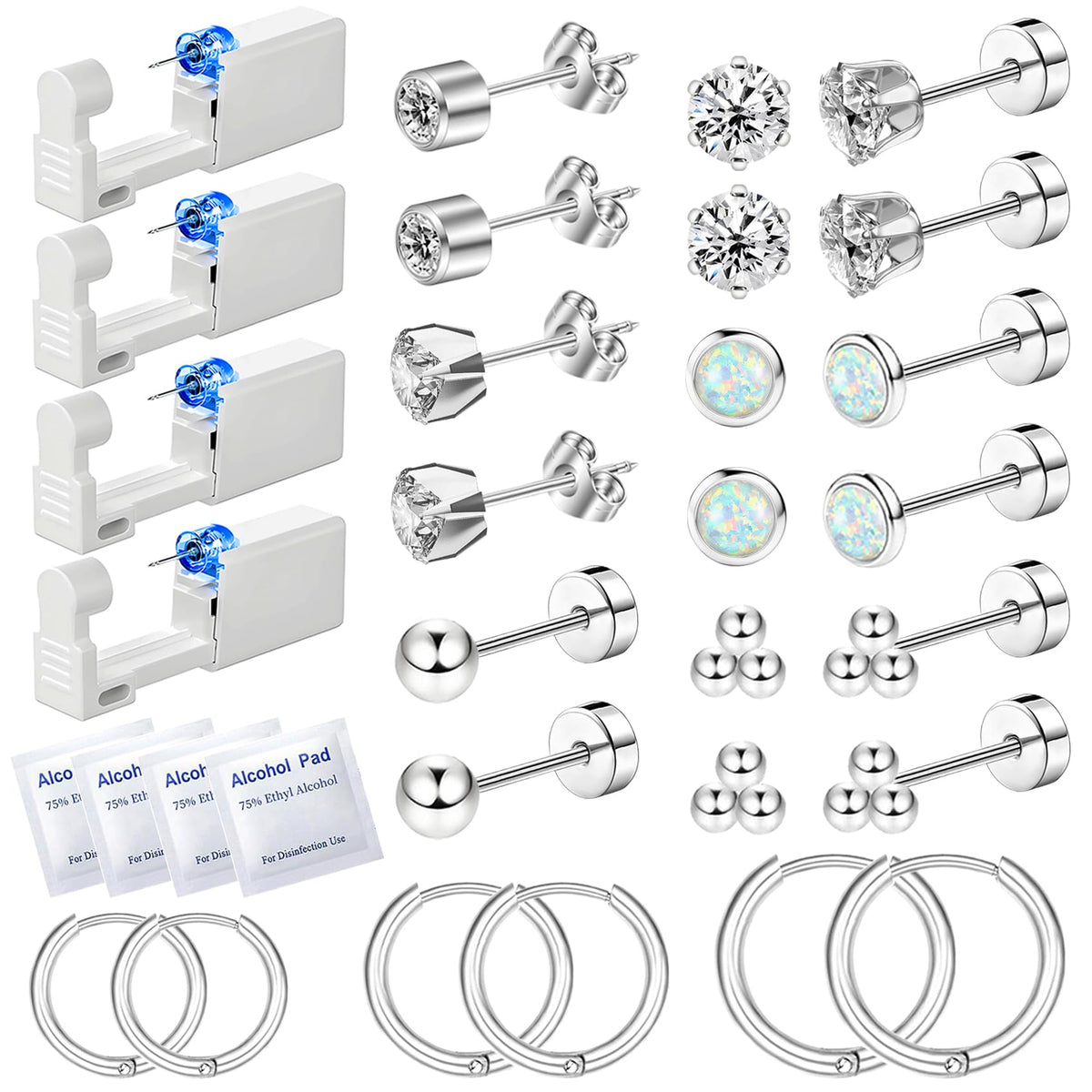 Nunpag front packaging showing complete 26-piece piercing kit for convenience