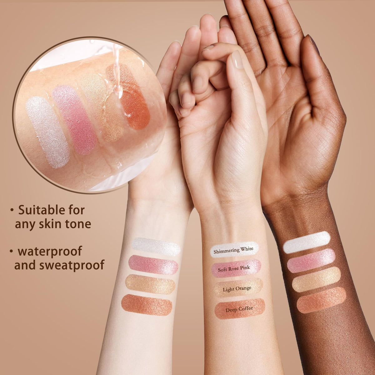 NUNUDA model holding palette in lifestyle setting for polished full-face convenience benefit