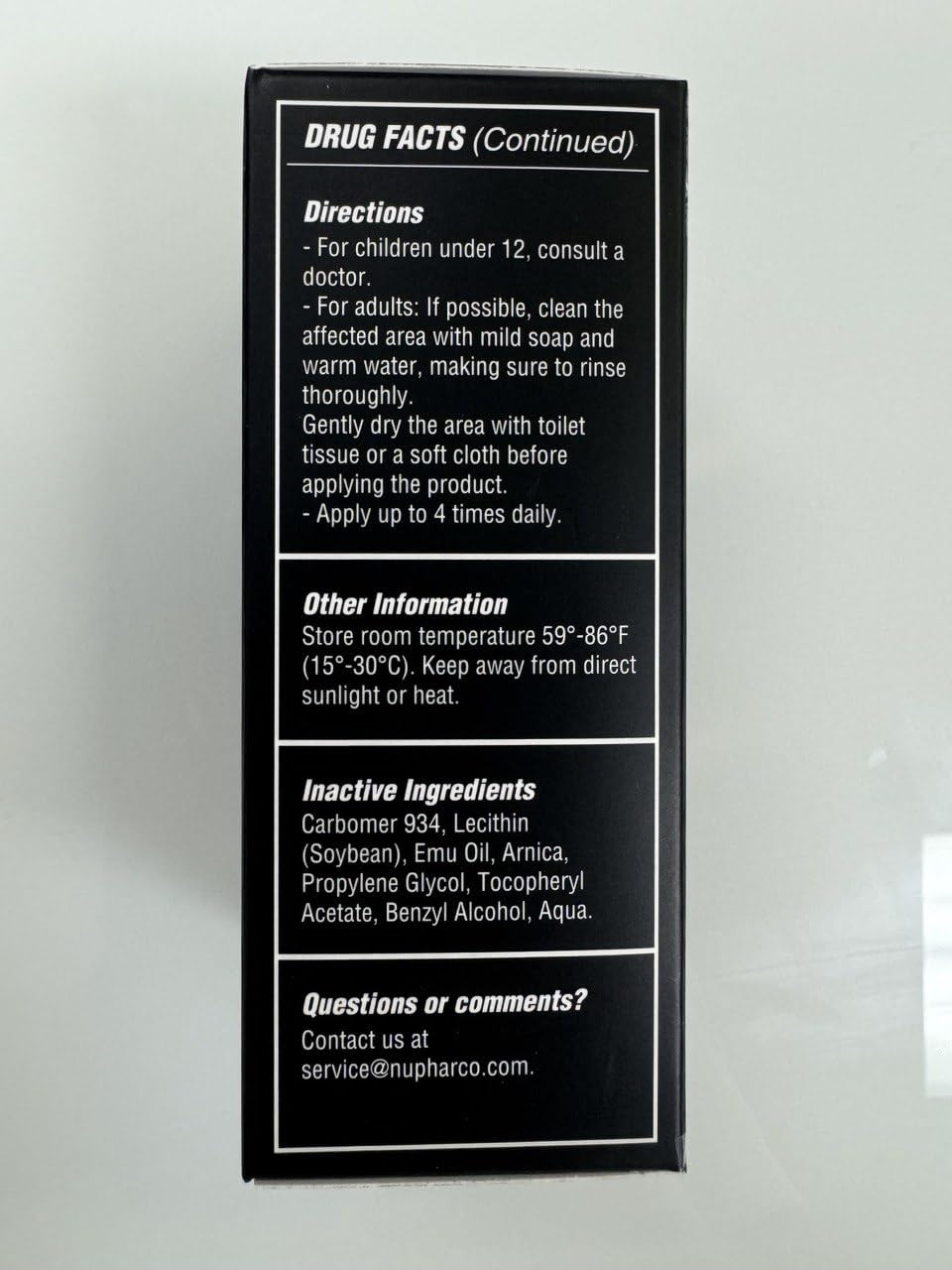 Nupharmco emu oil droplet close-up showing moisturizing skin benefit