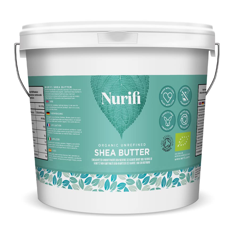 Nurifi shea butter jar front view showing size and label benefit moisturizing