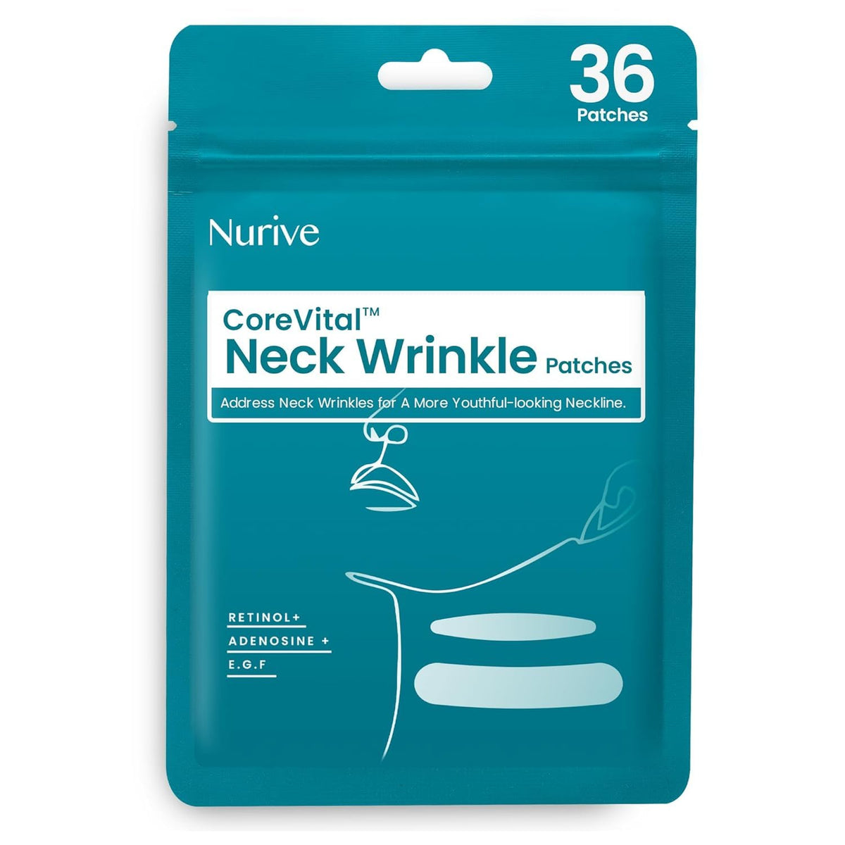 NURIVE front packaging showing 60-count patches and benefits