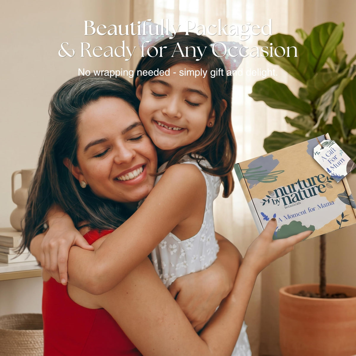 Nurture by Nature pulse point roll-on label visible, provides convenient calming scent
