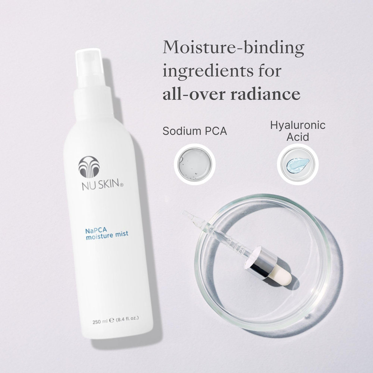 Nu Skin mist chilled in fridge to illustrate cooling relief and refreshing spray benefit